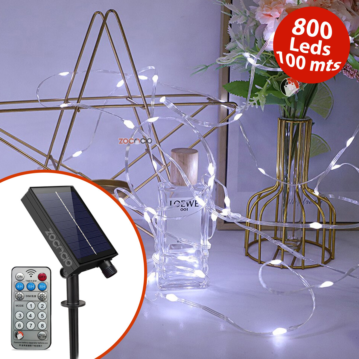 Guirnalda con Control Panel Solar 800Led